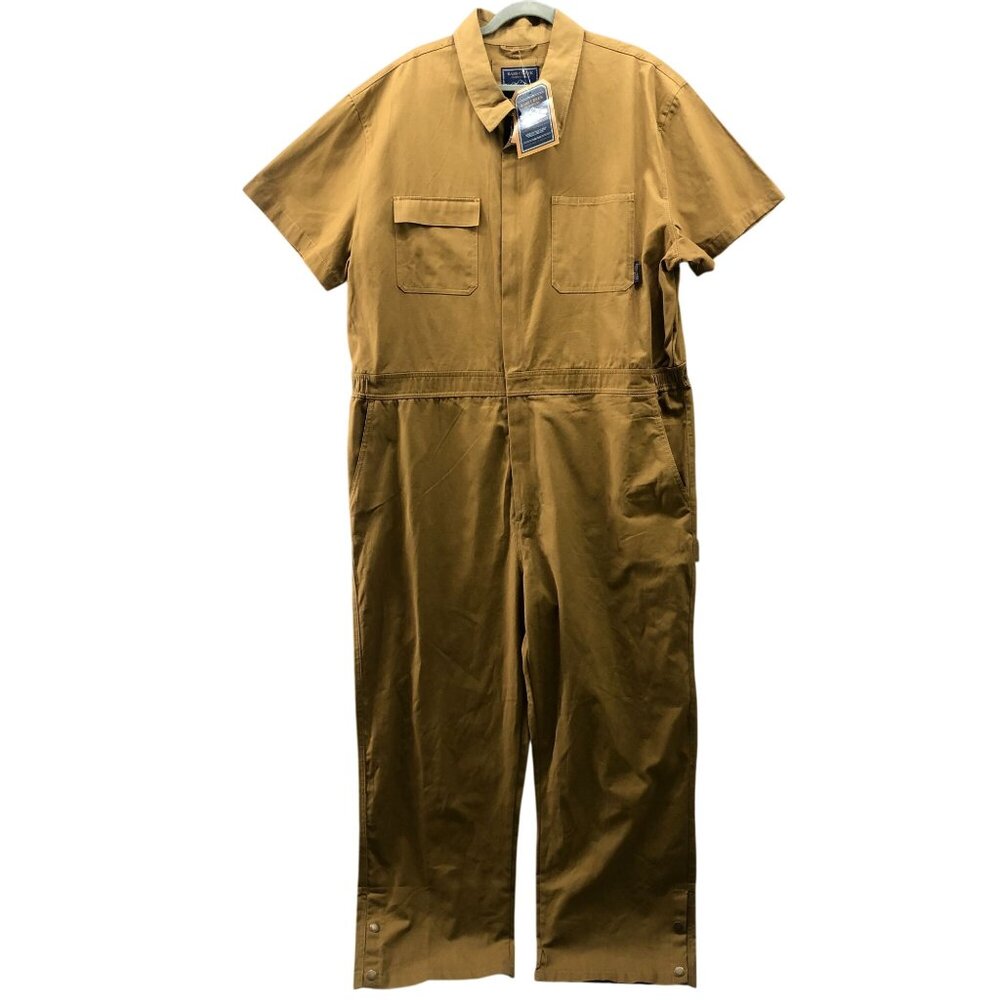 NWT Bass Creek Outfitters Workwear Coveralls Mens XL Short‎ Sleeve Carpenter Tan